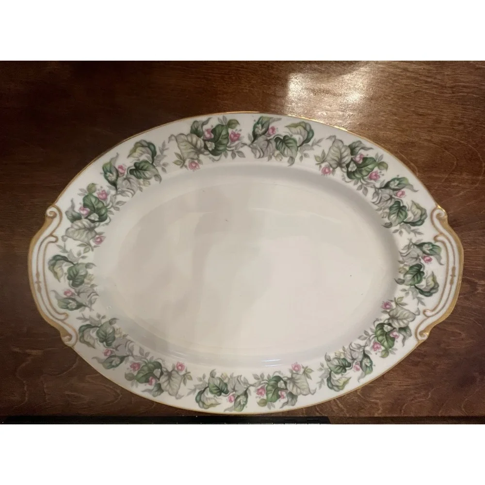 Kyoto China Regalia Floral Oval Platter Gold Trim Japan Vintage Discontinued